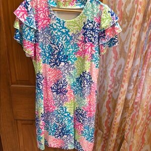 Lu-Lu B Colorful Coral Print Dress
